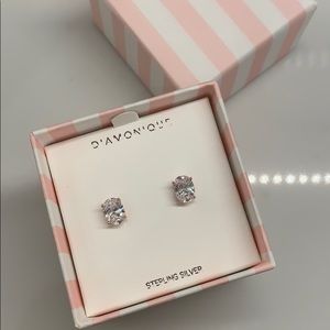 Cubic Zirconia Diamonique Rose Gold Oval Studs